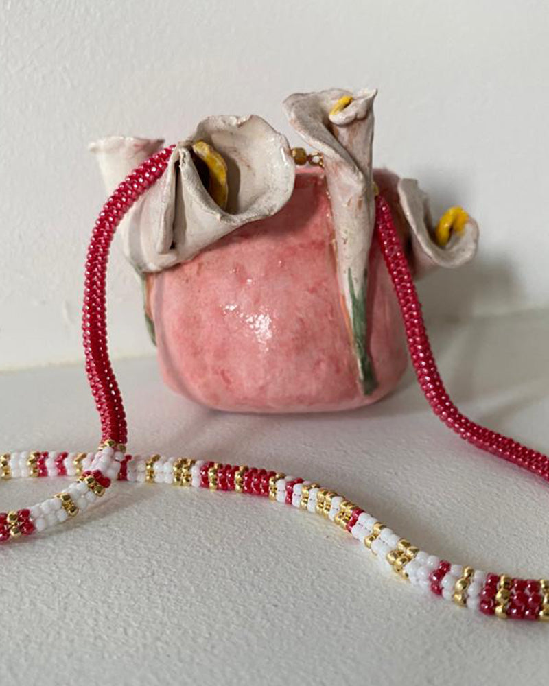 Collana Nina con Perline Rosse e Bianche